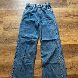 Wide-Leg Blue Denim Jeans